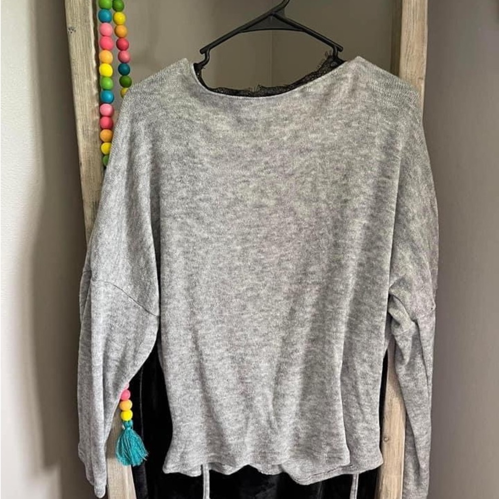 sweater with lace trim